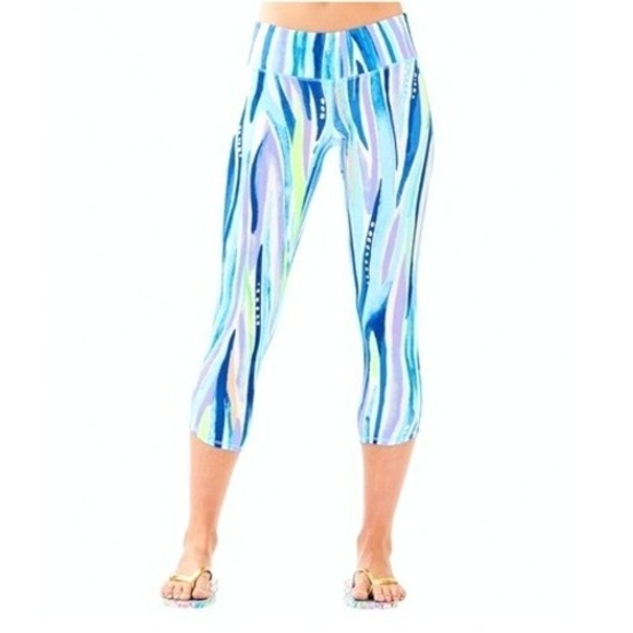 Lilly Pulitzer Pants - Lilly Pulitzer Luxletic Weekender Leggings Womens Small Blue Cropped Preppy Yoga